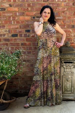 Leopard Print Halter Neck Dress