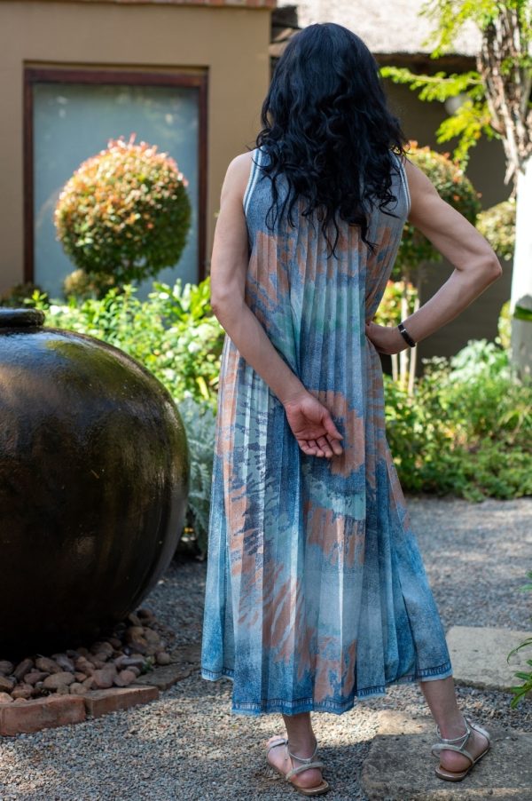 Blue Pleated Dress - Image 7