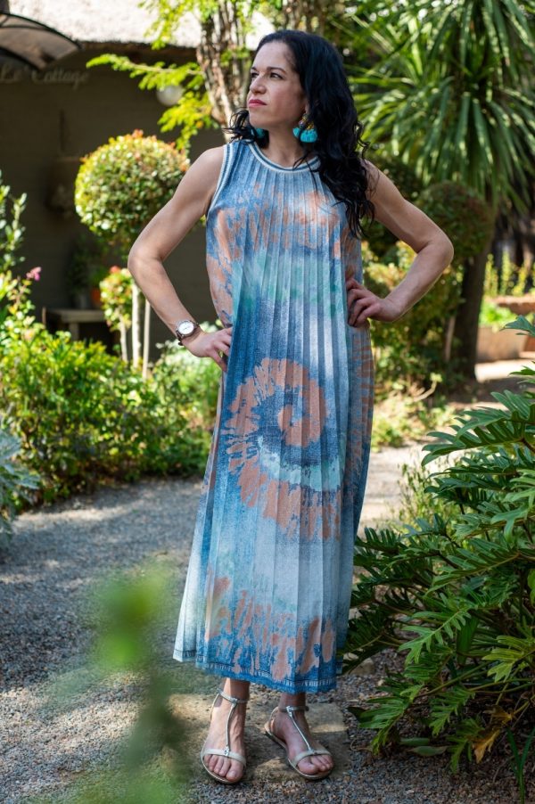 Blue Pleated Dress - Image 2