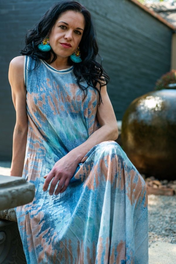 Blue Pleated Dress