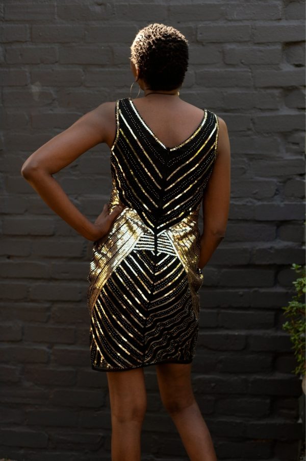 Glamour Gold & Black Dress - Image 9