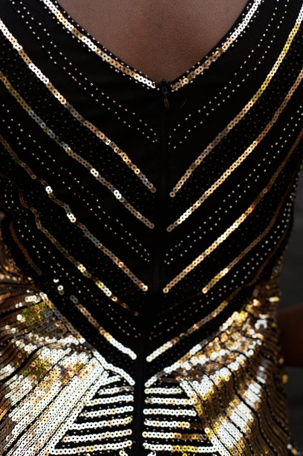 Glamour Gold & Black Dress - Image 8