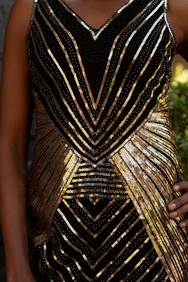 Glamour Gold & Black Dress - Image 7