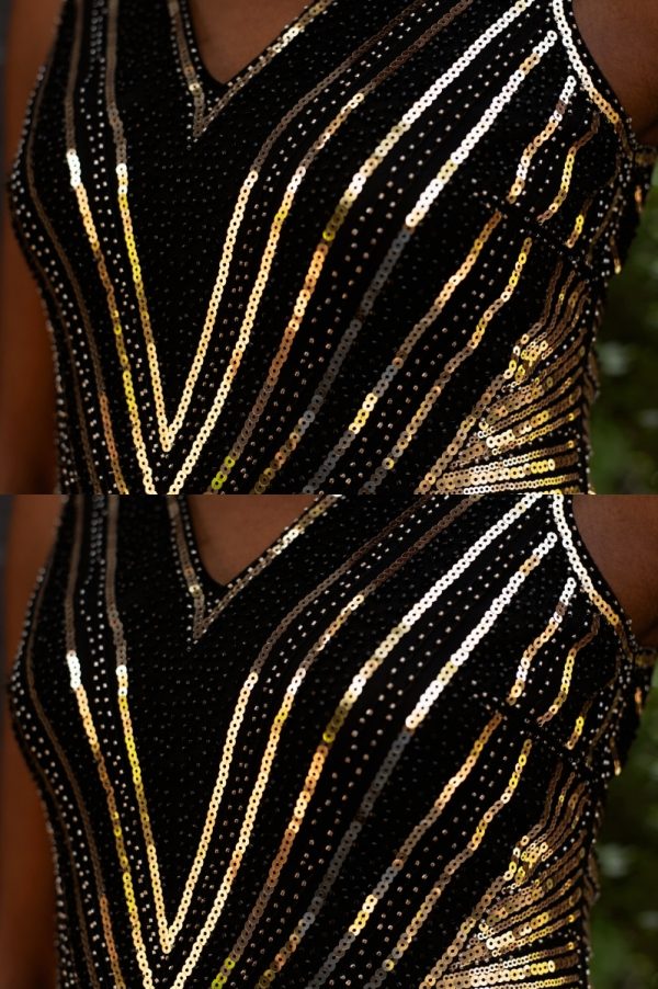 Glamour Gold & Black Dress - Image 6