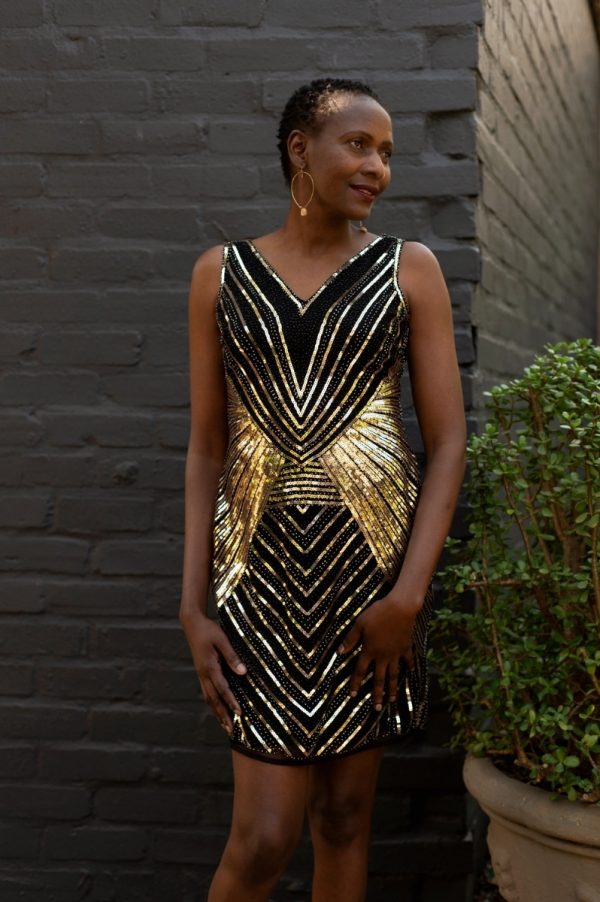 Glamour Gold & Black Dress - Image 4