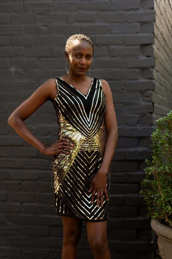 Glamour Gold & Black Dress - Image 3