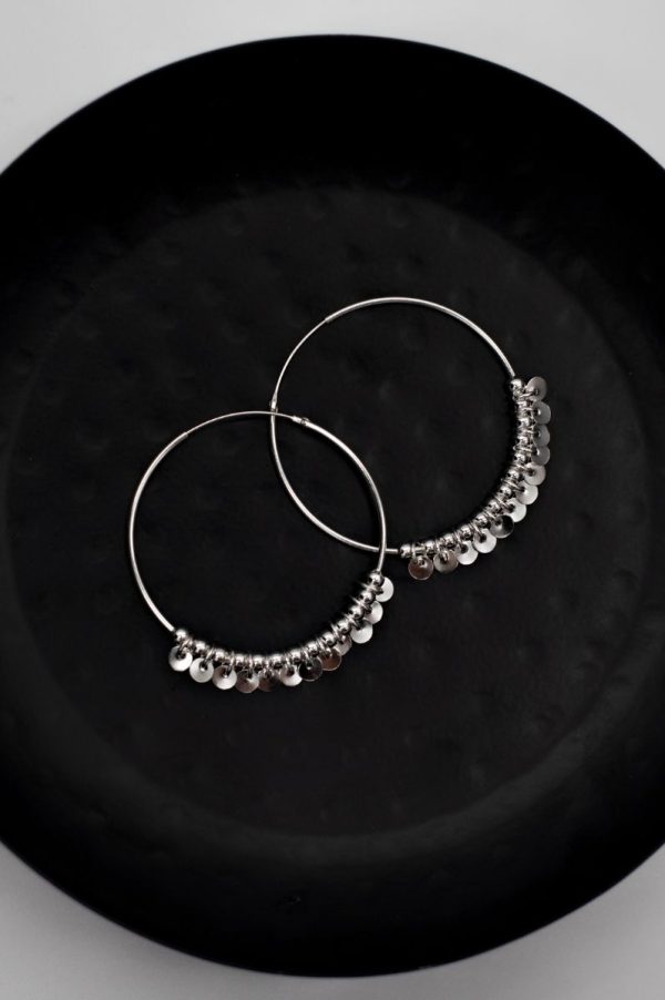 Sterling Silver Disc 40 mm Hoops - Image 2