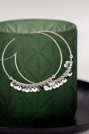 Sterling Silver Disc 40 mm Hoops