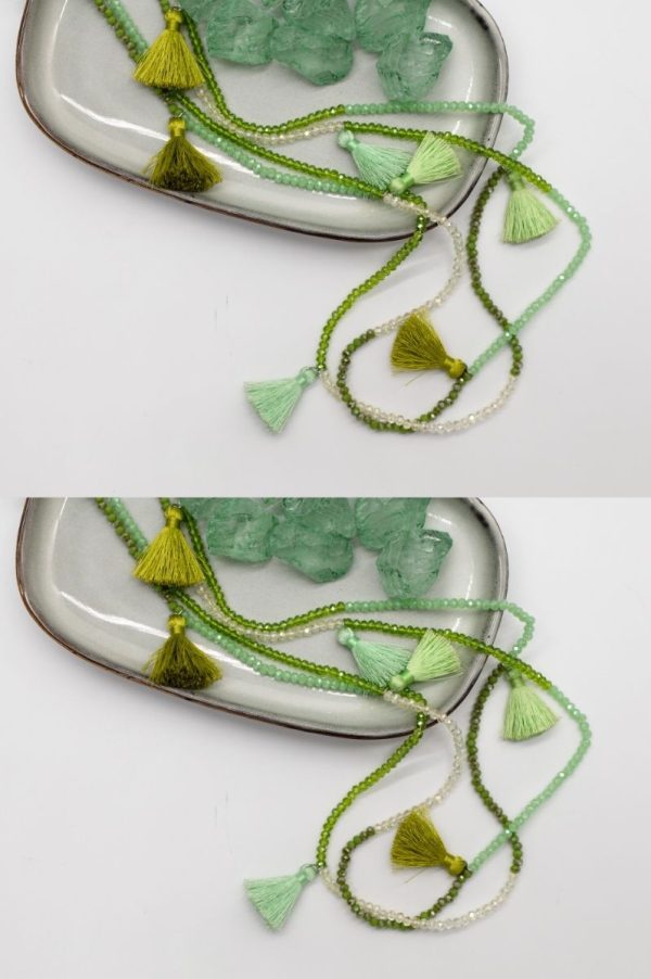 Green Tussel & Bead Necklace - Image 4