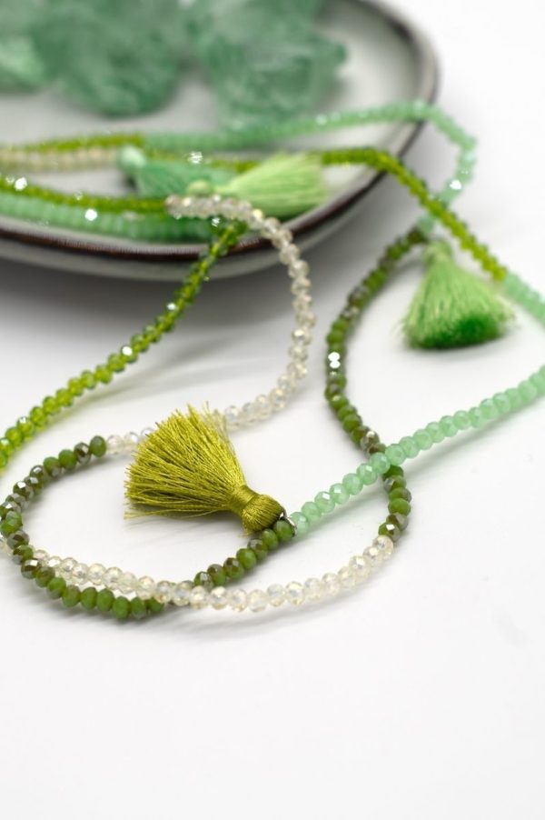 Green Tussel & Bead Necklace