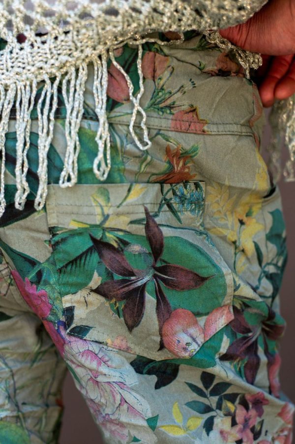 Floral Olive Green Pants - Image 4