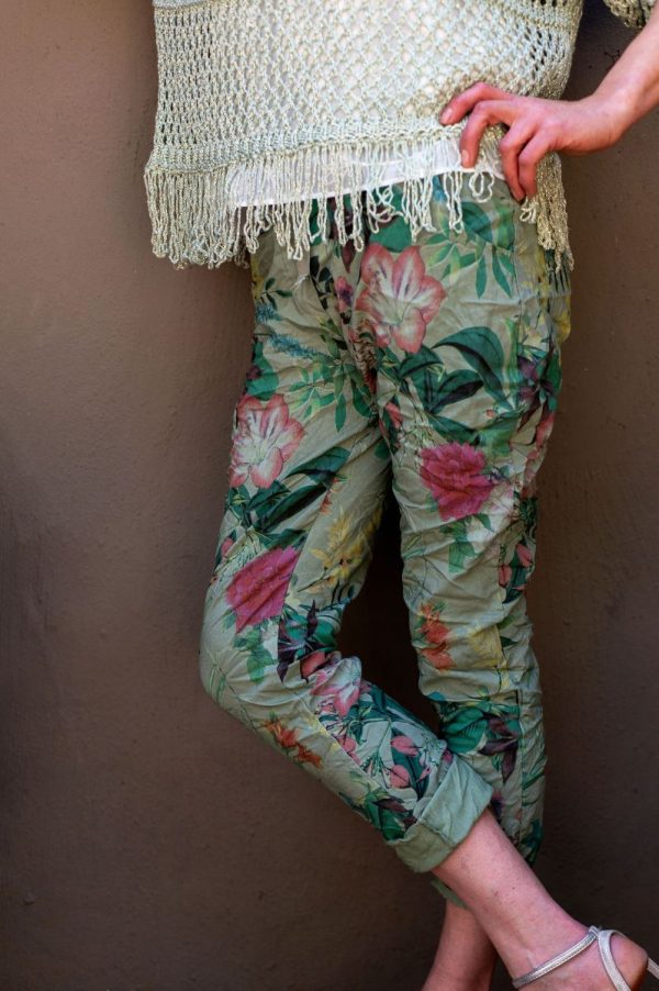 Floral Olive Green Pants