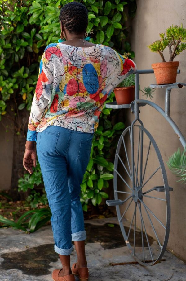 Blue Pants With Gold Foil Print - Image 6