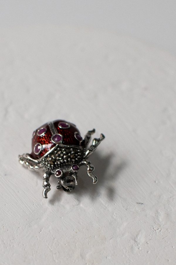 Sterling Silver Marcasite Ladybird Brooch - Image 4