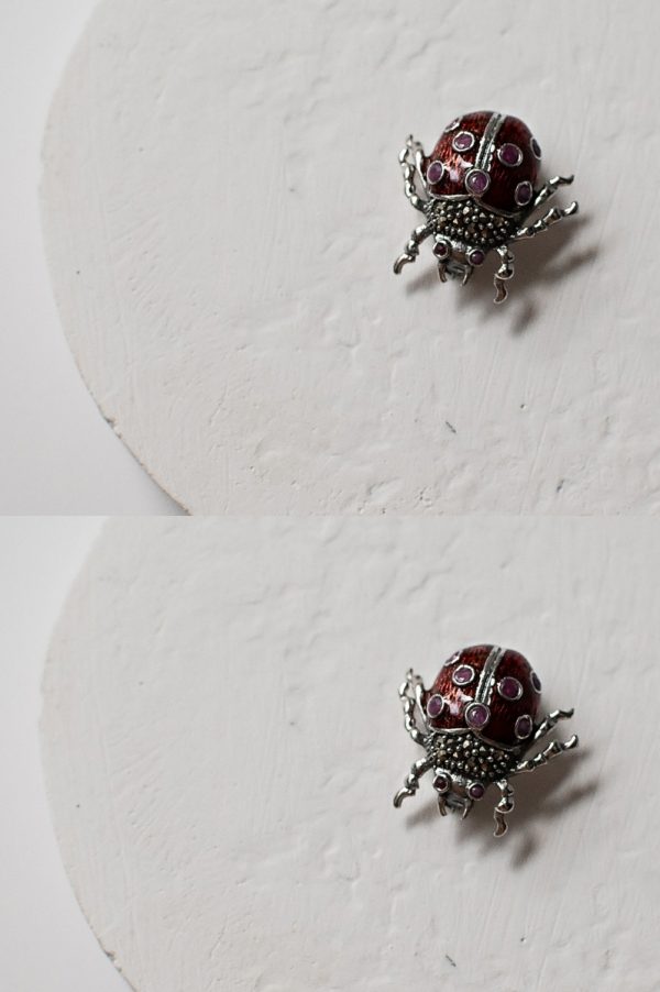 Sterling Silver Marcasite Ladybird Brooch - Image 3