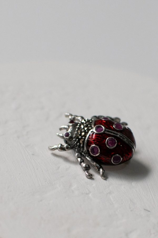 Sterling Silver Marcasite Ladybird Brooch