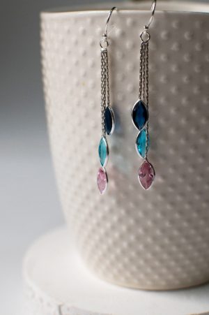 Sterling Silver Multi Marcasite Cubic Zirconia Earrings