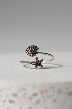 Sterling Silver Star Shell Ring