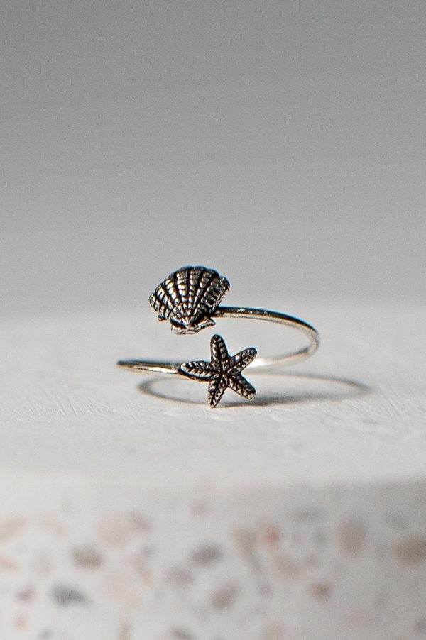 Sterling Silver Star Shell Ring