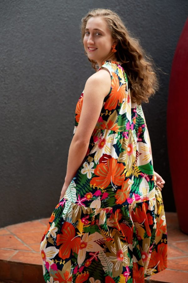 Floral Print High Neck Midi Dress - Image 9