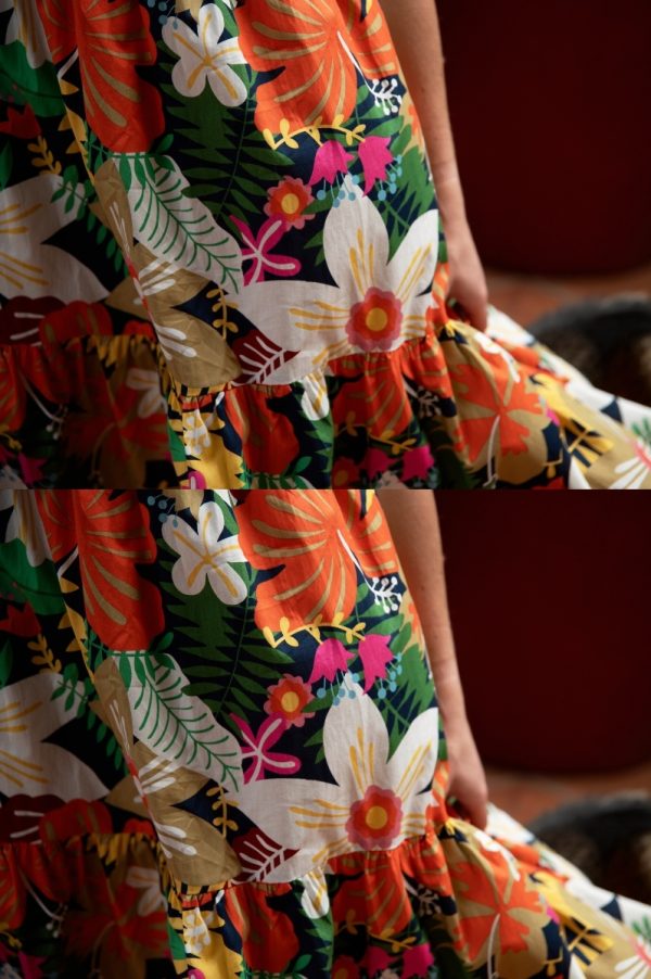 Floral Print High Neck Midi Dress - Image 6