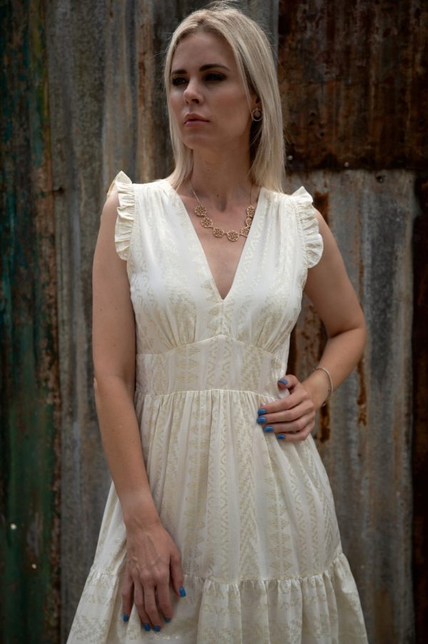 White and Silver Lining Maxi Dress - Image 4