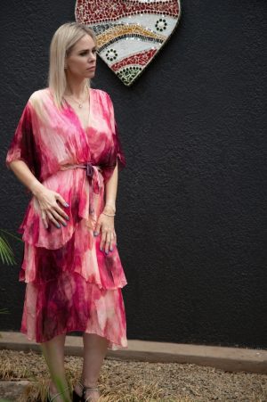 Pink Layered Silk Dress