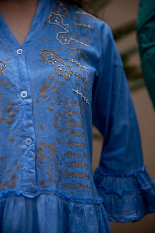 Blue Beaded Embroidery Dress - Image 5