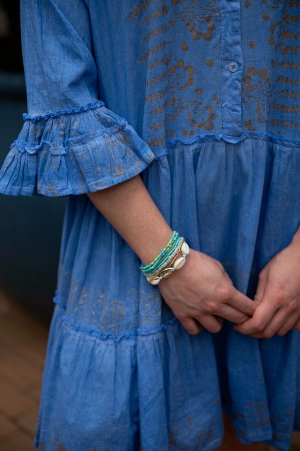 Blue Beaded Embroidery Dress - Image 4
