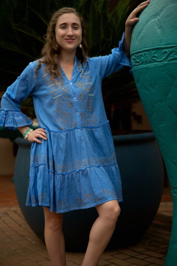 Blue Beaded Embroidery Dress - Image 2