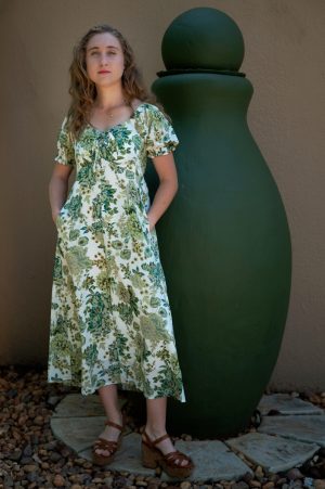 Green Floral Midi Dress