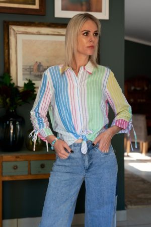 Striped Three Quarter Sleeve Top