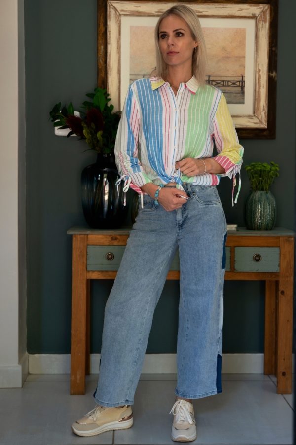 Striped Three Quarter Sleeve Top - Image 7