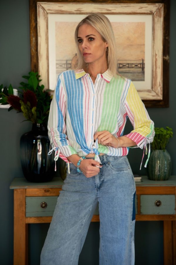 Striped Three Quarter Sleeve Top - Image 8