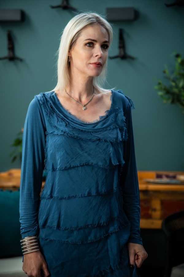 Blue Long Sleeved Layered Top