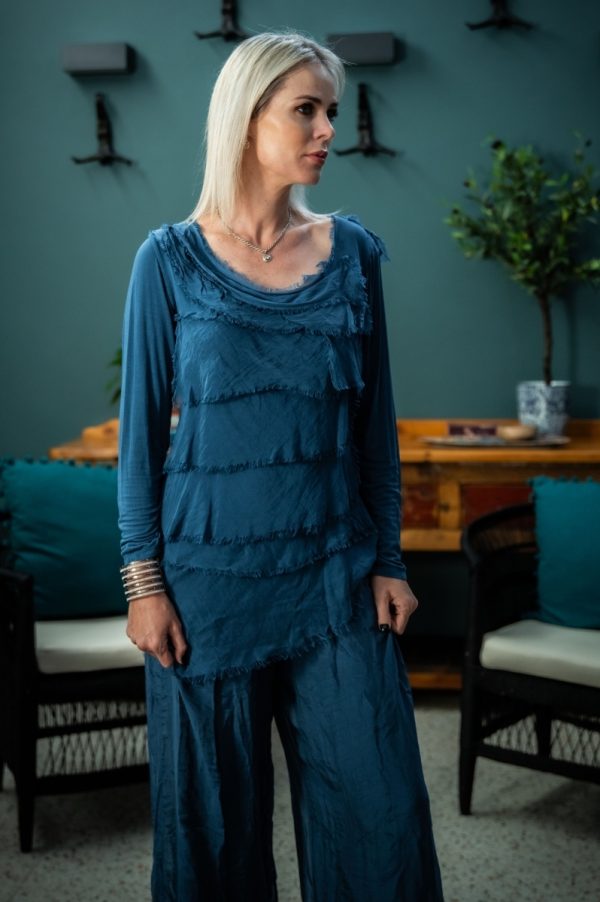 Blue Long Sleeved Layered Top - Image 4