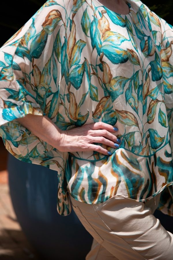 Verdant Breeze Silk Wide Top - Image 2
