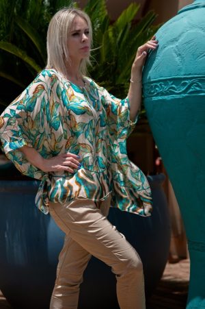 Verdant Breeze Silk Wide Top