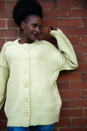 Pistachio-coloured knit cardigan