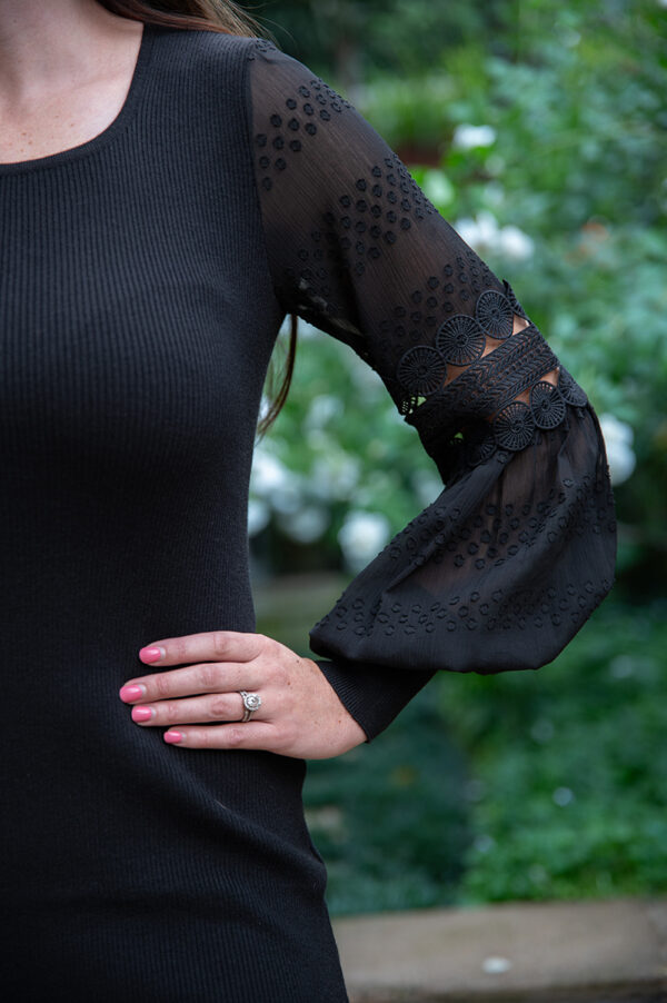 Floral Elegance Black Dress - Image 6