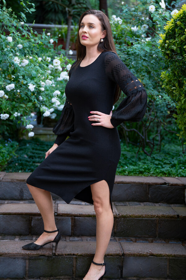 Floral Elegance Black Dress - Image 2