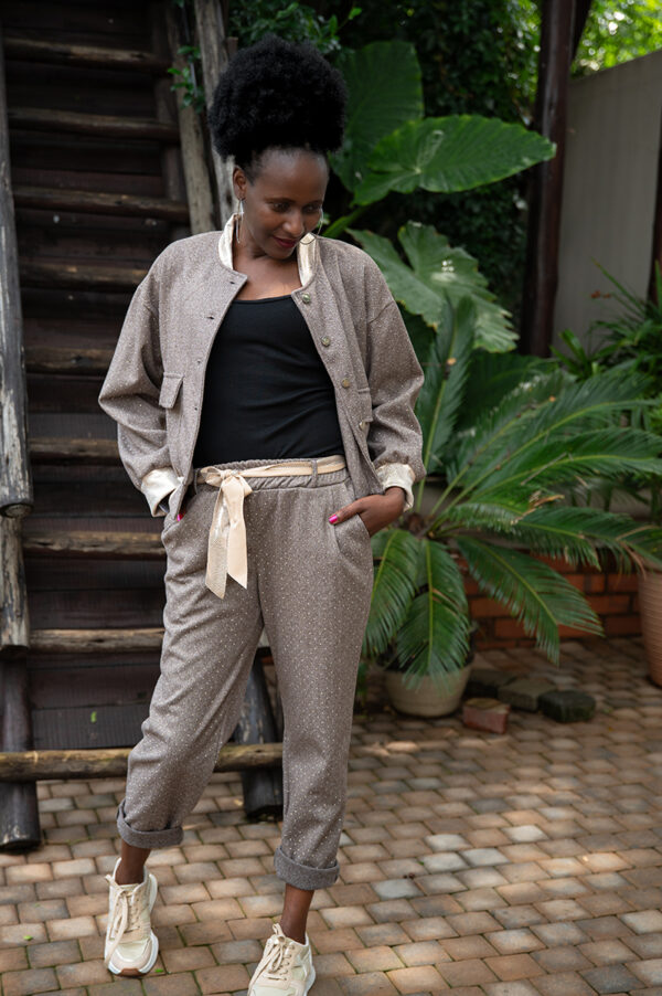 Taupe sparkle pants - Image 2