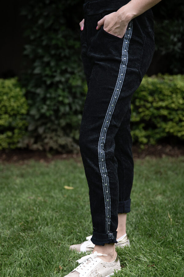 Black Suede Detail pants