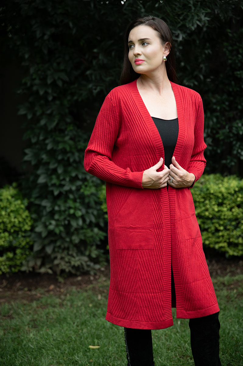 Rib styled cardigan with pockets Rib styled cardigan with pockets